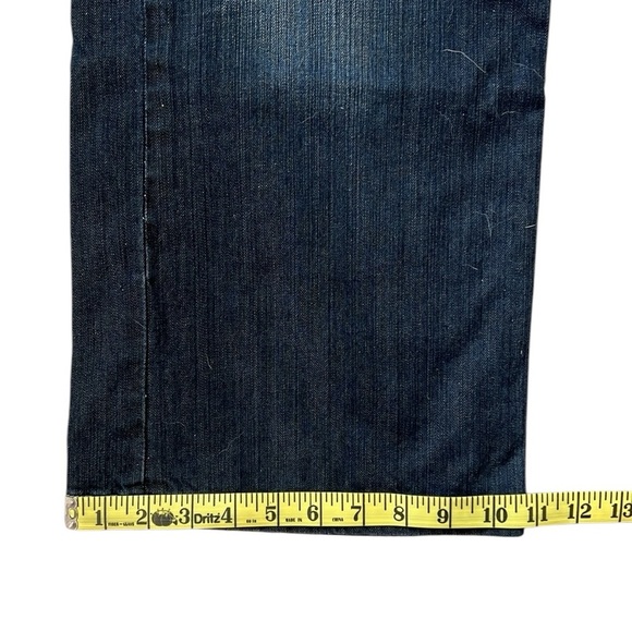 Y2K Laguna Beach Distressed Jeans Dark Blue Flap Pockets Embroidered Skull 38x31 - Picture 10 of 16